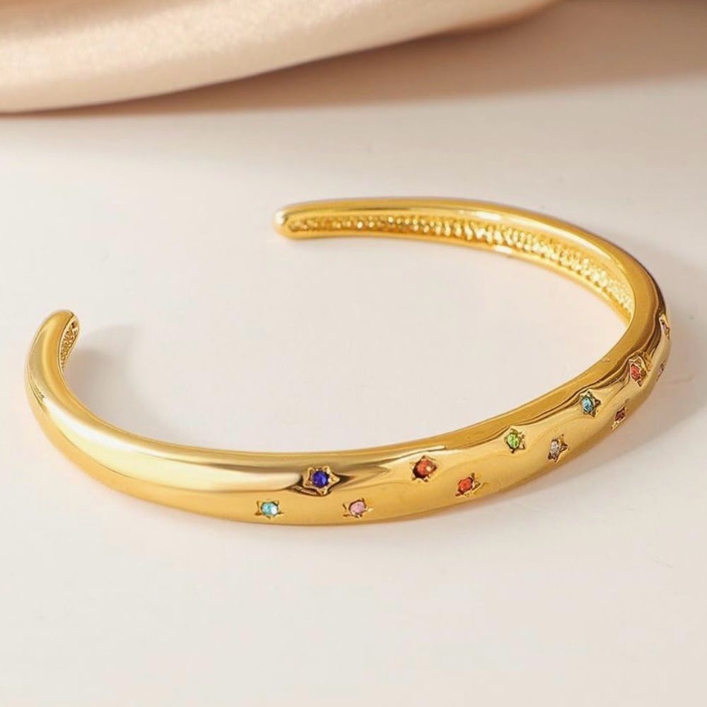 NEW 14k Gold Plated Elegant Cubic Zirconia Multicolor Accents Bracelet
